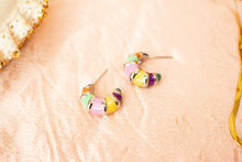 Load image into Gallery viewer, Colorful Stripe Titanium Hoop Earrings