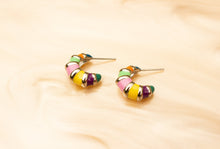 Load image into Gallery viewer, Colorful Stripe Titanium Hoop Earrings