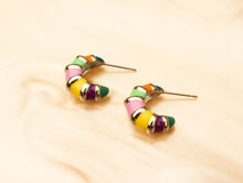 Load image into Gallery viewer, Colorful Stripe Titanium Hoop Earrings