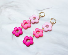 Load image into Gallery viewer, Raspberry Flower Dangle Earrings