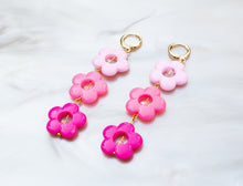 Load image into Gallery viewer, Raspberry Flower Dangle Earrings