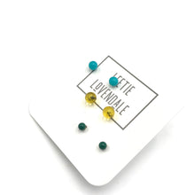 Load image into Gallery viewer, Turquoise Sunshine &amp; Kelly GreenTiny Studs Earrings Set