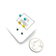 Load image into Gallery viewer, Turquoise Sunshine &amp; Kelly GreenTiny Studs Earrings Set