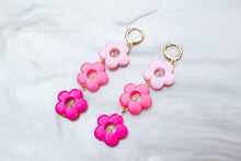 Load image into Gallery viewer, Raspberry Flower Dangle Earrings