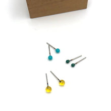 Load image into Gallery viewer, Turquoise Sunshine &amp; Kelly GreenTiny Studs Earrings Set