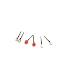 Load image into Gallery viewer, Coral White &amp; Pearl Tiny Studs Earrings Set