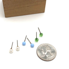 Load image into Gallery viewer, Pearl Ice &amp; Lime Tiny Studs Earrings Set
