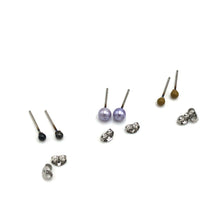Load image into Gallery viewer, Army Lilac Pearl &amp; Pewter Tiny Studs Earrings Set
