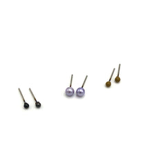 Load image into Gallery viewer, Army Lilac Pearl &amp; Pewter Tiny Studs Earrings Set