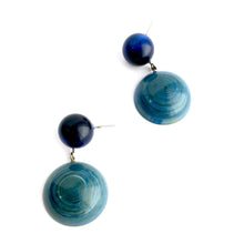 Load image into Gallery viewer, Teal &amp; Dark Blue Moonglow Mod Hoop Geo Drop Earrings