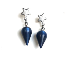 Load image into Gallery viewer, Dark Blue Moonglow StarSpike Earrings