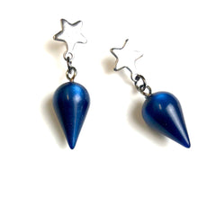 Load image into Gallery viewer, Dark Blue Moonglow StarSpike Earrings