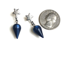 Load image into Gallery viewer, Dark Blue Moonglow StarSpike Earrings