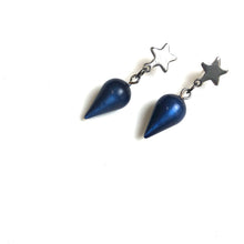 Load image into Gallery viewer, Dark Blue Moonglow StarSpike Earrings