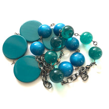 Load image into Gallery viewer, Dark Aqua Blue Moonglow Disc Stations Bracelet