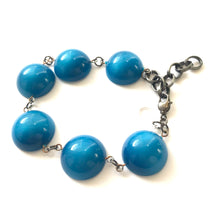 Load image into Gallery viewer, Dark Aqua Blue Moonglow Disc Stations Bracelet