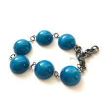 Load image into Gallery viewer, Dark Aqua Blue Moonglow Disc Stations Bracelet