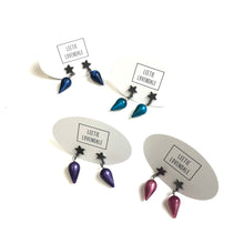 Load image into Gallery viewer, Dark Blue Moonglow StarSpike Earrings