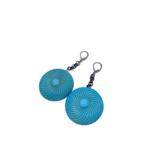 Load image into Gallery viewer, Aqua Matte Pinwheel Earrings