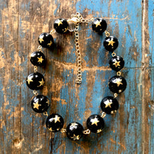 Load image into Gallery viewer, Black &amp; Gold Superstar Beaded Amelia Necklace