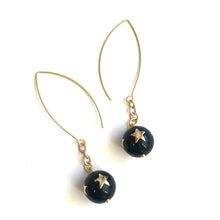 Load image into Gallery viewer, Black &amp; Gold Super Star RainChain Drop Earrings