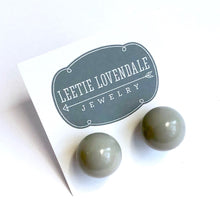 Load image into Gallery viewer, Grey Lucite Large Ball Stud Earrings
