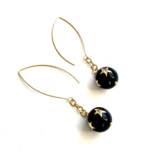 Load image into Gallery viewer, Black &amp; Gold Super Star RainChain Drop Earrings