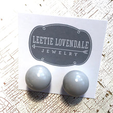 Load image into Gallery viewer, Grey Lucite Large Ball Stud Earrings