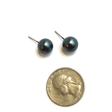 Load image into Gallery viewer, Black Pewter Pearl Lucite Ball Stud Earrings