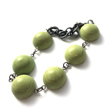 Load image into Gallery viewer, Peridot Green Matte Swirled Disc Stations Bracelet