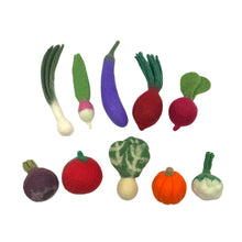 Load image into Gallery viewer, **Pre-order (Ships in 2-3 Weeks)**Handmade in Nepal 100% Wool Felt Foods Play Set for Pretend Cooking and Farmer's Market Play