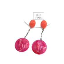 Load image into Gallery viewer, Coral &amp; Hot Fuchsia Chain-Link Earrings