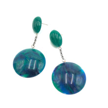 Load image into Gallery viewer, Blue &amp; Deep Emerald Chain-Link Earrings *