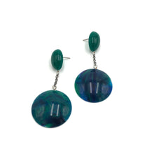 Load image into Gallery viewer, Blue &amp; Deep Emerald Chain-Link Earrings *
