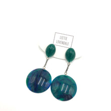 Load image into Gallery viewer, Blue &amp; Deep Emerald Chain-Link Earrings *