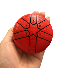 Load image into Gallery viewer, mini-steel-rain-drum-3-inch-percussion-instrument-with-mallet-red