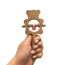Load image into Gallery viewer, Wooden Bear Rattle Shaker – Pink Bell Edition