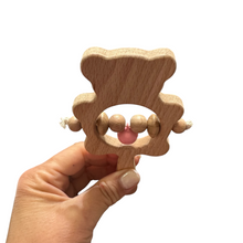 Load image into Gallery viewer, Wooden Bear Rattle Shaker – Pink Bell Edition