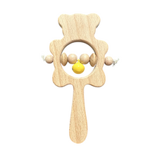 Load image into Gallery viewer, Wooden Bear Rattle Shaker – Yellow Bell Edition