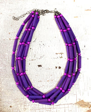 Load image into Gallery viewer, Violet Tube Matte Beaded Sylvie Necklace