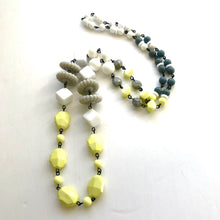 Load image into Gallery viewer, Neon Yellow &amp; Grey Beaded Rosary Chain Rope Necklace