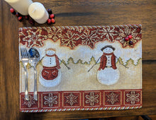 Load image into Gallery viewer, Tache Mr. &amp; Mrs. Snowman Couple Woven Tapestry Placemat Set of 4 (10323PM)