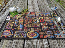 Load image into Gallery viewer, DaDa Bedding Set of 4-Pieces Ethnic Ornaments Geometric Black Tapestry Dining Placemats 13” x 19” (18118)