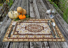 Load image into Gallery viewer, DaDa Bedding Set of 4-6 Pieces Royal Persian Style Rug Golden Brown Floral Tapestry Placemats 13” x 19” (18119)
