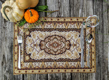Load image into Gallery viewer, DaDa Bedding Set of 4-6 Pieces Royal Persian Style Rug Golden Brown Floral Tapestry Placemats 13” x 19” (18119)