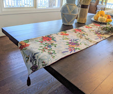 Load image into Gallery viewer, DaDa Bedding Floral Roses Tropical Paradise Birds Woven Tapestry Dining Table Runner (18116)