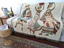 Load image into Gallery viewer, DaDa Bedding Elegant Tapestry Throw Blanket, Dancing Women African Dreams - 50” x 60” (7173)