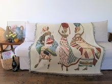 Load image into Gallery viewer, DaDa Bedding Elegant Tapestry Throw Blanket, Dancing Women African Dreams - 50” x 60” (7173)