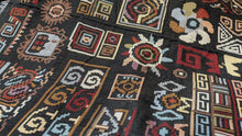 Load image into Gallery viewer, DaDa Bedding Elegant Tapestry Throw Blanket, Ethnic Ornaments Geometric Black - 50” x 60” (7174)
