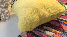 Load image into Gallery viewer, DaDa Bedding Hand-Made Tuscan Sun Yellow Sherpa Backside Quilted Throw Pillow - 18" x 18"